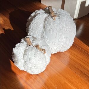 White Textured Pumpkins Decor